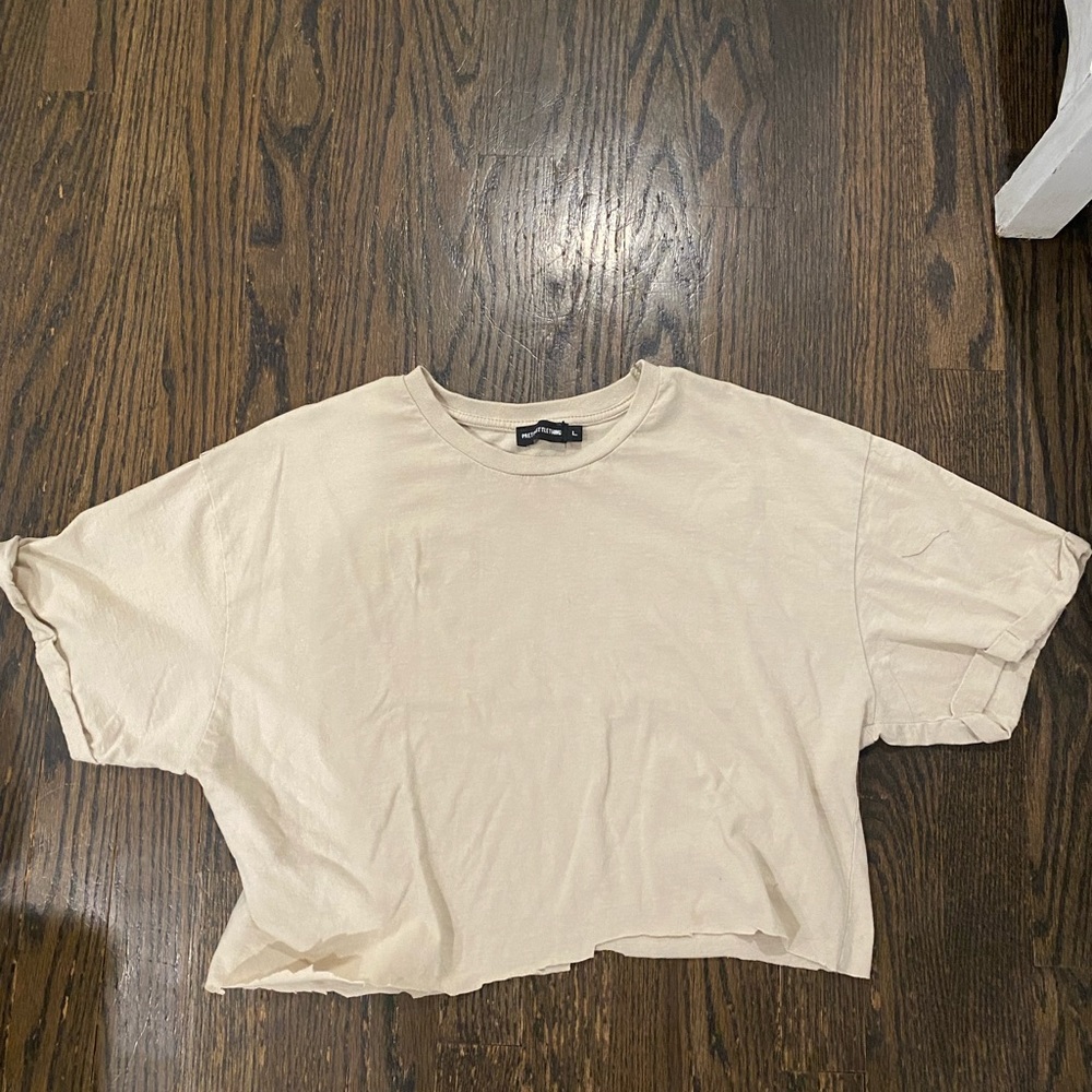 PRETTY LITTLE THING Cropped Tan T-shirt LET ME KNOW IF YOU WANT TRIED ON PHOTO!